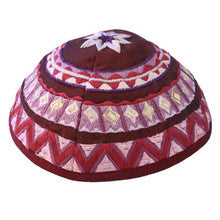 Magenta Geometical Embroidered Kippah