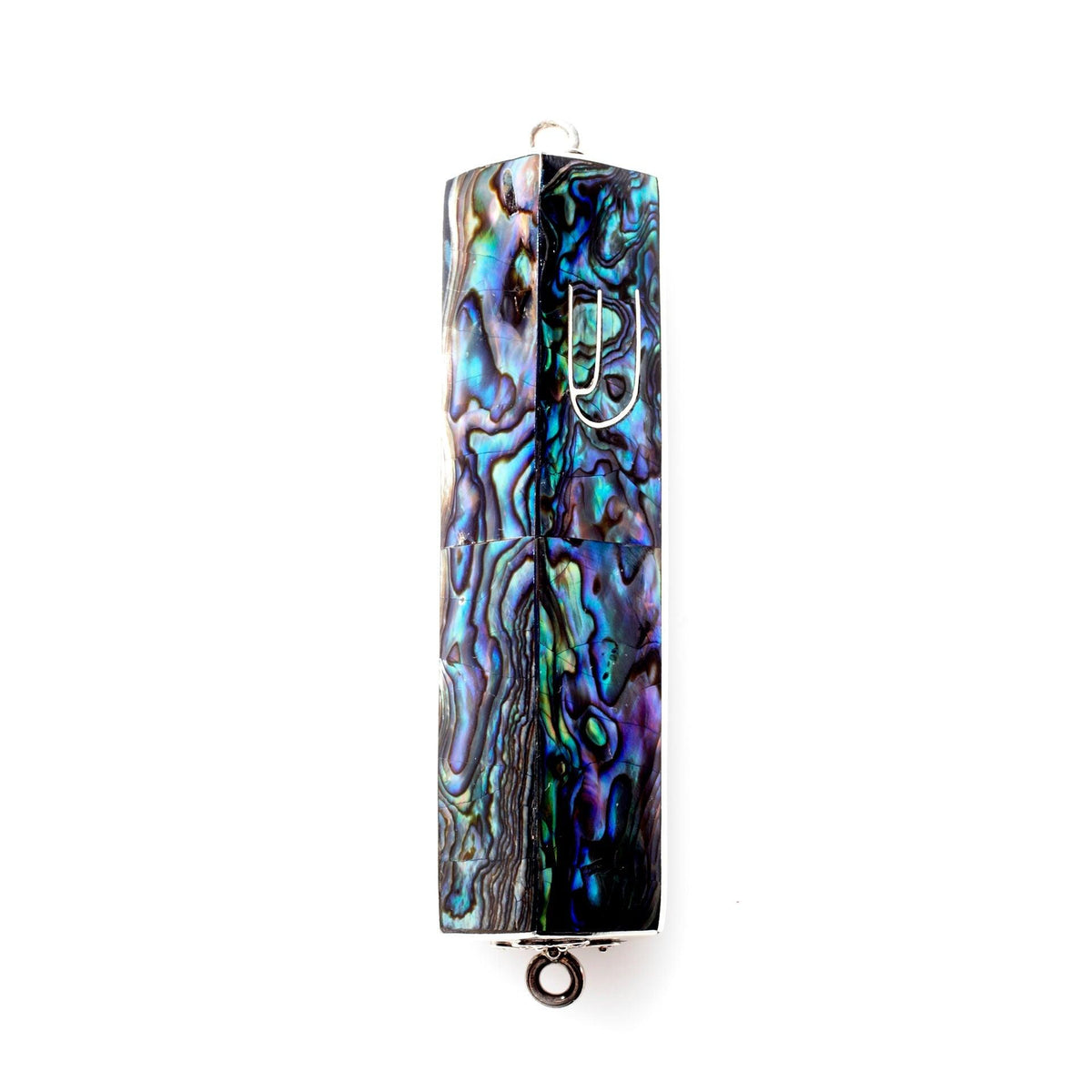 ABALONE AND STERLING SILVER MEZUZAH CASE