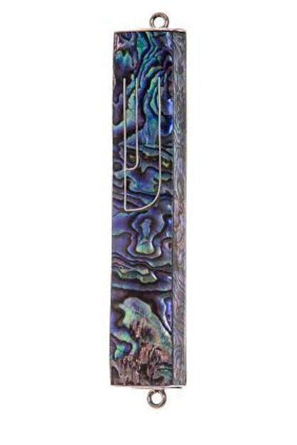 ABALONE - STERLING SILVER MEZUZAH CASE