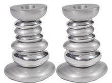 Anodized Aluminum Shabbat Candlestick - Stone Tower Silver