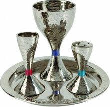Yair Emanuel Nickel Havdalah Set - Hammer work - Silver