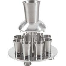 Anodized Aluminum Kiddush Fountain + Goblet + 8 Cups Silver