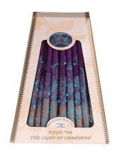 Safed Deluxe Chanukah Candles Beige, Aqua & Purple
