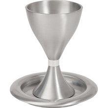 Anodized Aluminum Kiddush Cup and Plate Silver
