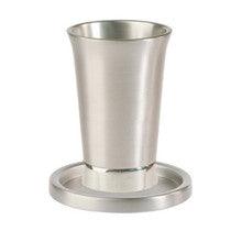 Anodized Aluminum Kiddush Cup and Saucer Silver