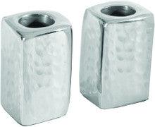 Anodized Aluminum Shabbat Candlestick - Matte Silver