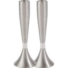 Anodized Aluminum Shabbat Candlesticks Large Silver