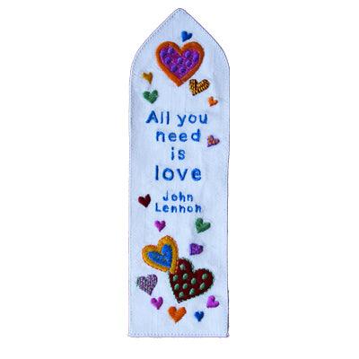 All You Need is Love Embroidered Bookmark