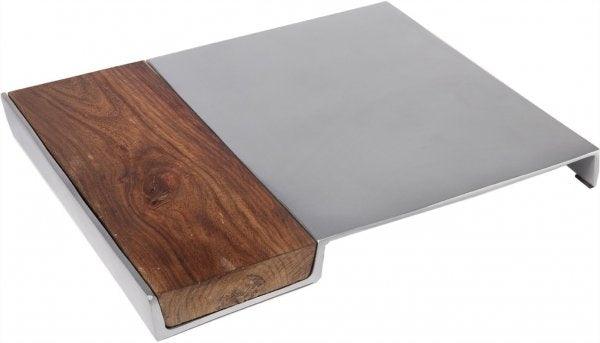 Aluminum and Wood Challah Board Silver (EM-CBA1)