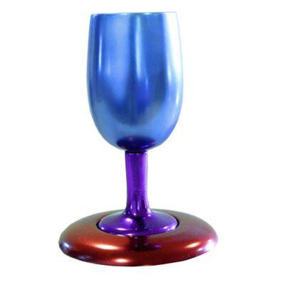 Aluminum Cast Kiddush Cup Blue, Purple & Red (EM-CUMP-3)