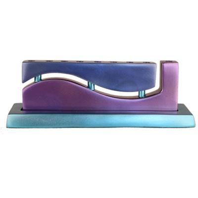 Aluminum Cast Menorah Wave Blues & Purple (EM-HZAP-3)