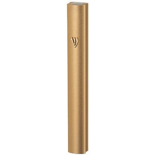 Aluminum Mezuzah 12 cm- Gold with Metal