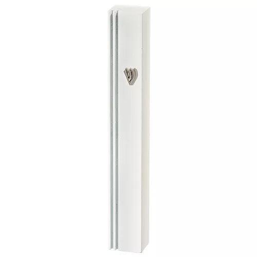 Aluminum Mezuzah 12 cm- White with Metal