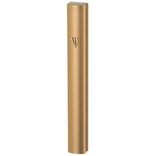 Aluminum Mezuzah 12 cm- Gold with Metal