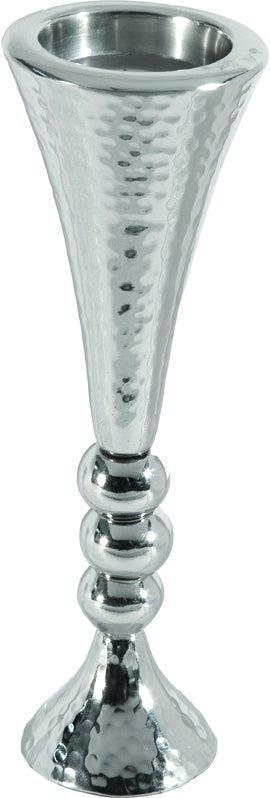 Anodized Aluminum Beaded Stem Candlesticks Silver (EM-CSF1)