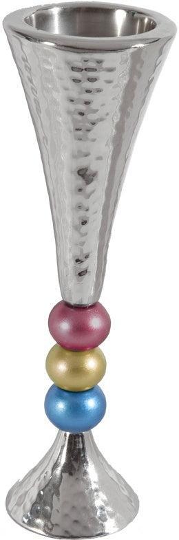 Anodized Aluminum Beaded Stem Candlesticks Silver / Multicolor (EM-CSF2)