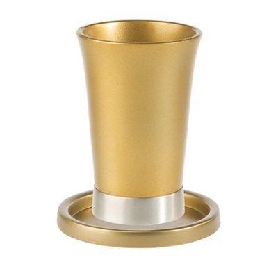 Anodized Aluminum Kiddush Cup and Saucer Gold (EM-GM5)