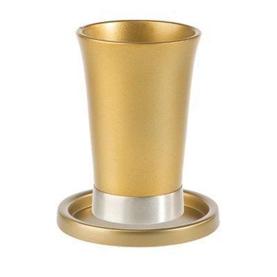 Anodized Aluminum Kiddush Cup and Saucer Gold (EM-GM5)