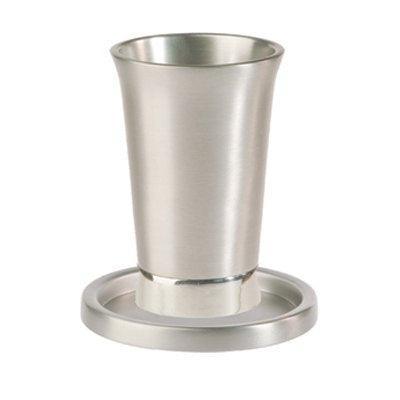 Anodized Aluminum Kiddush Cup and Saucer Silver (EM-GM1)