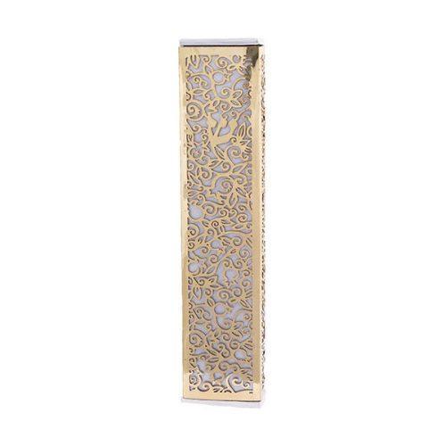 Anodized Aluminum Mezuzah Case with Metal Cutout - Pomegranate (EM-MJ2)