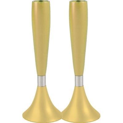 Anodized Aluminum Shabbat Candlesticks Large Gold (EM-CMM3)