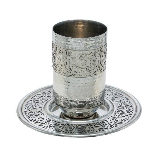 Anodized Kiddush Cup w/ Lace Design (EM-CUZ)