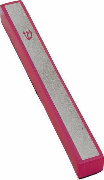 Anodized Mezuzah Square 10cm Maroon / Silver (EM-MZA7)