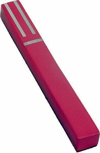 Anodized Mezuzah Squared and strips 10cm Maroon (EM-MZB7)