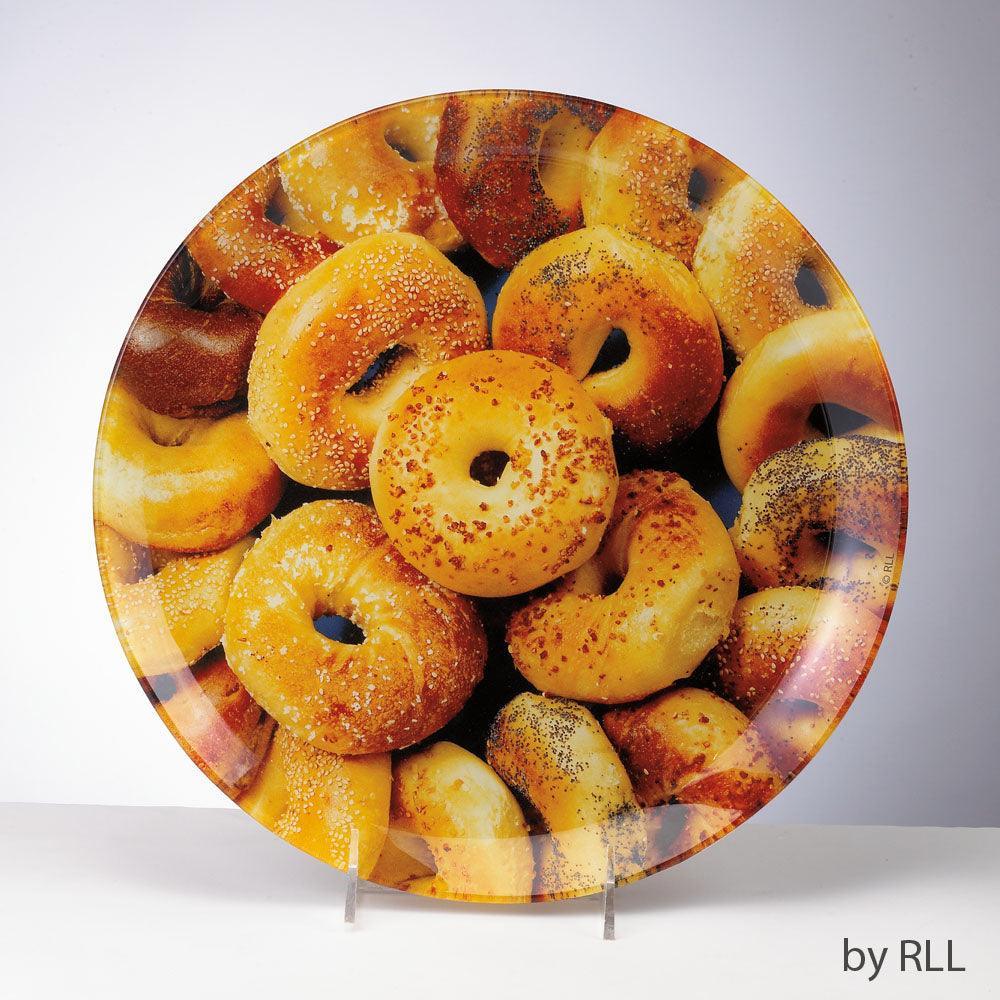 BAGEL PLATE, ROUND, GLASS 11.25" COLOR BOX