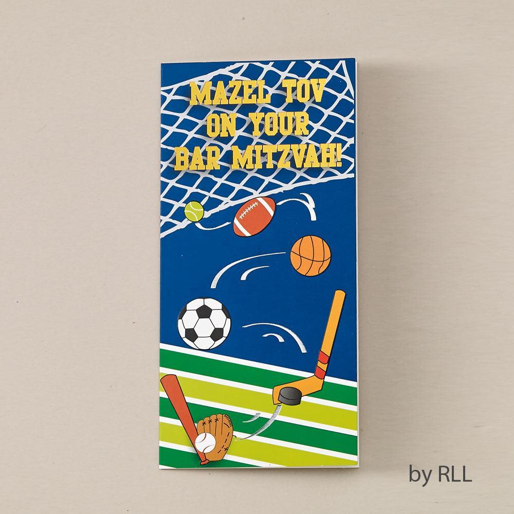 BAR MITZVAH WALLET CARD, 3.5"x7", FOIL ACCENTS