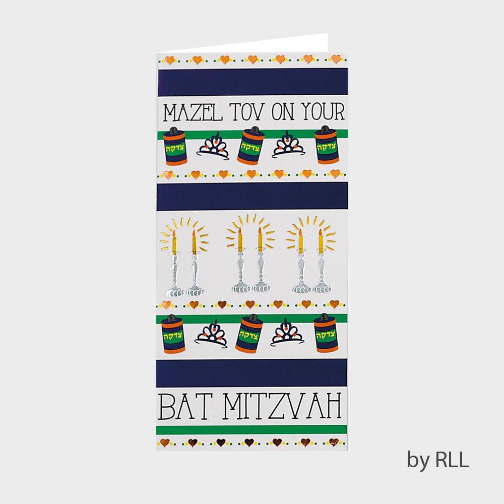 BAT MITZVAH COUNTER CARD, 3.5"x7", FOIL ACCENTS
