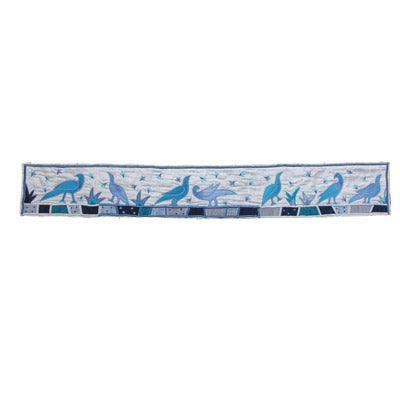 Blue Birds Raw Silk Applique'd Atara (EM-AT-3)