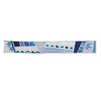 Blue Designed Raw Silk Applique'd Atara (EM-AT-1)
