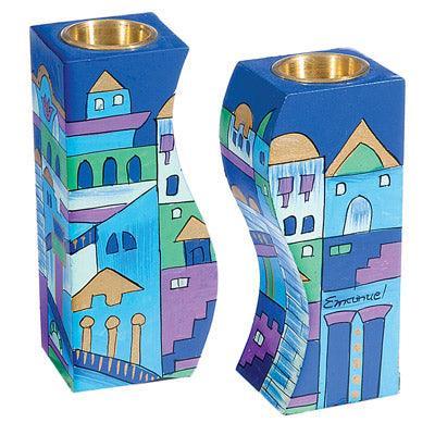 Blue Jerusalem Fitted Candlesticks