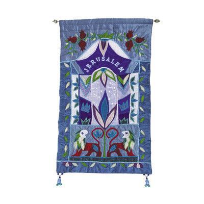 Blue Jerusalem in English Wall Hanging