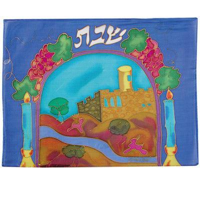 Blue Panorama Silk Painted Challa Cover