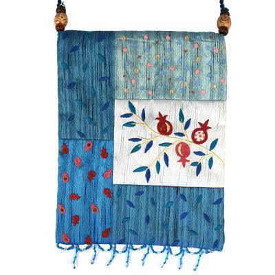 Blue Pomegranate Applique Embroidered Bag