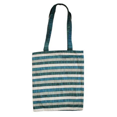 Blue Striped Applique Patches Bag (EM-PBL1B)