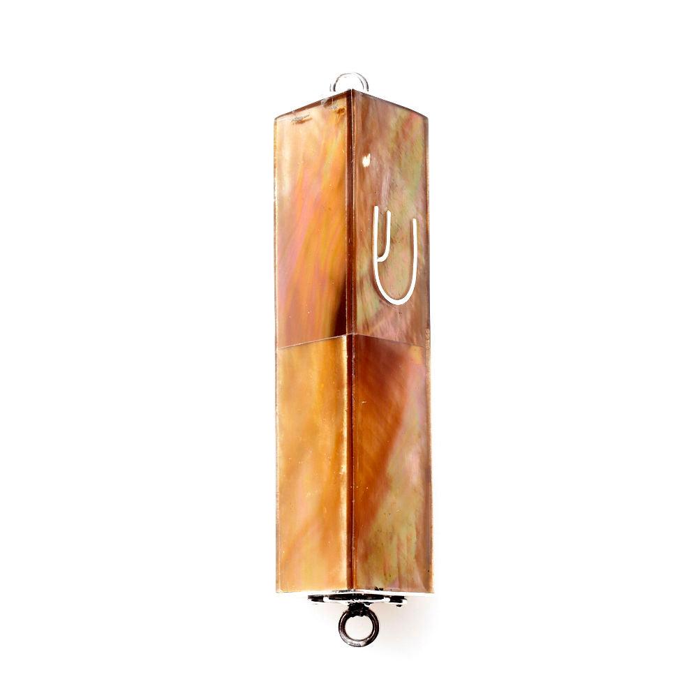 BRONZE MUSSELL TRIANGLE STERLING SILVER MEZUZAH CASE