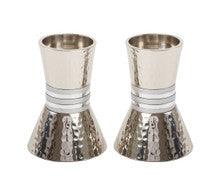 Emanuel Hammered Short Candlesticks- Silver Rings