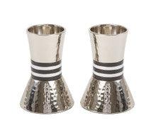 Emanuel Hammered Short Candlesticks- Black Rings