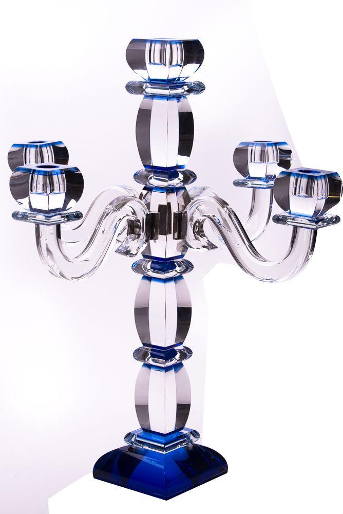 CANDELABRA BLUE CRYSTAL 5 BRANCHES