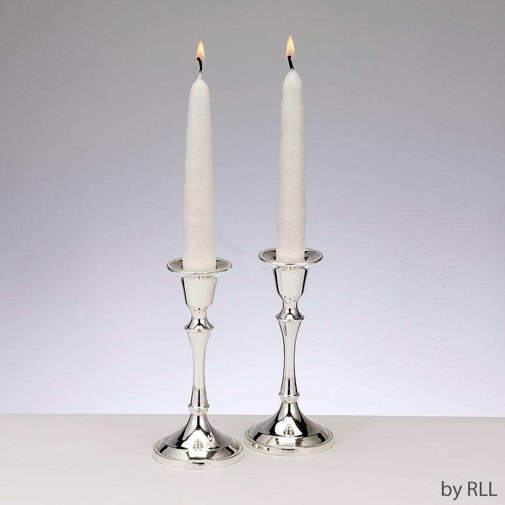 CANDLESTICKS, ZINC ALLOY SILVER PLATED, 5", PAIR/COLOR BOX