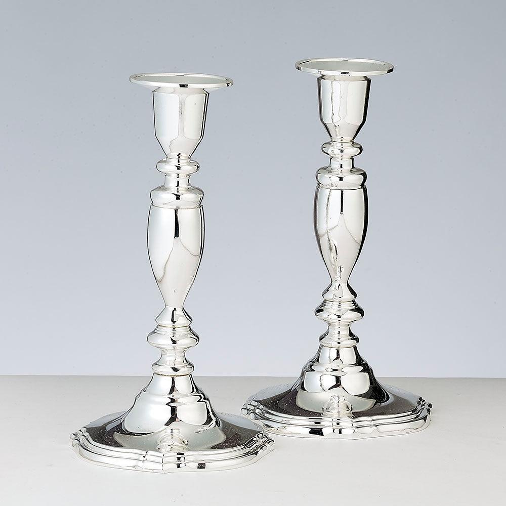 CANDLESTICKS, ZINC ALLOY SILVER PLATED, 7", PAIR/BOX