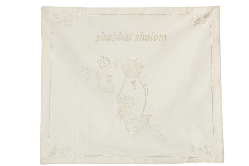 CHALLAH COVER REBECCA`S JAR WHITE