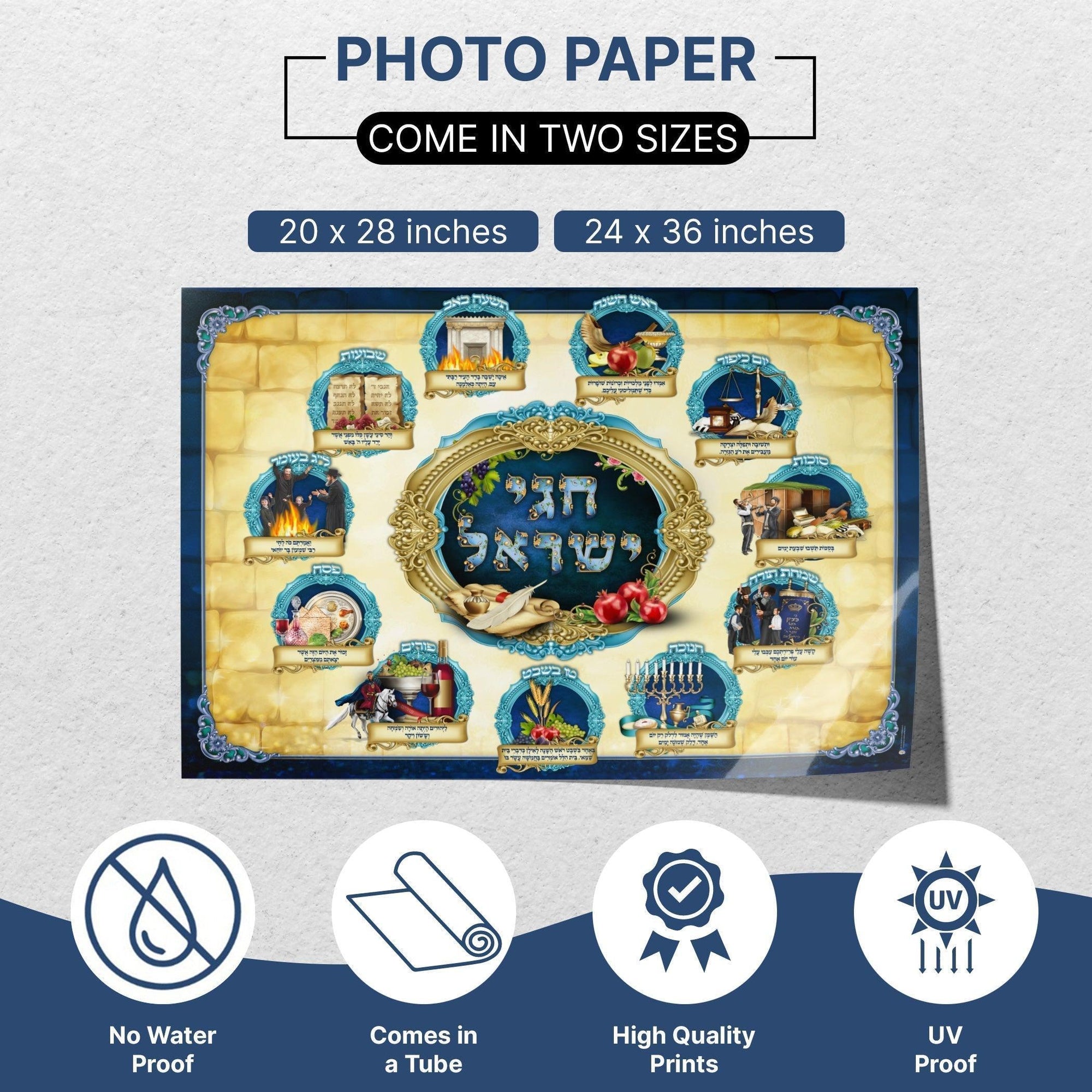 Jewish Holidays Traditions Sukkah Poster | Jewish art | Gift | Israel | Religious Prints | Jewish educational poster | Sukkah decoration - Ben-Ari Art Gallery