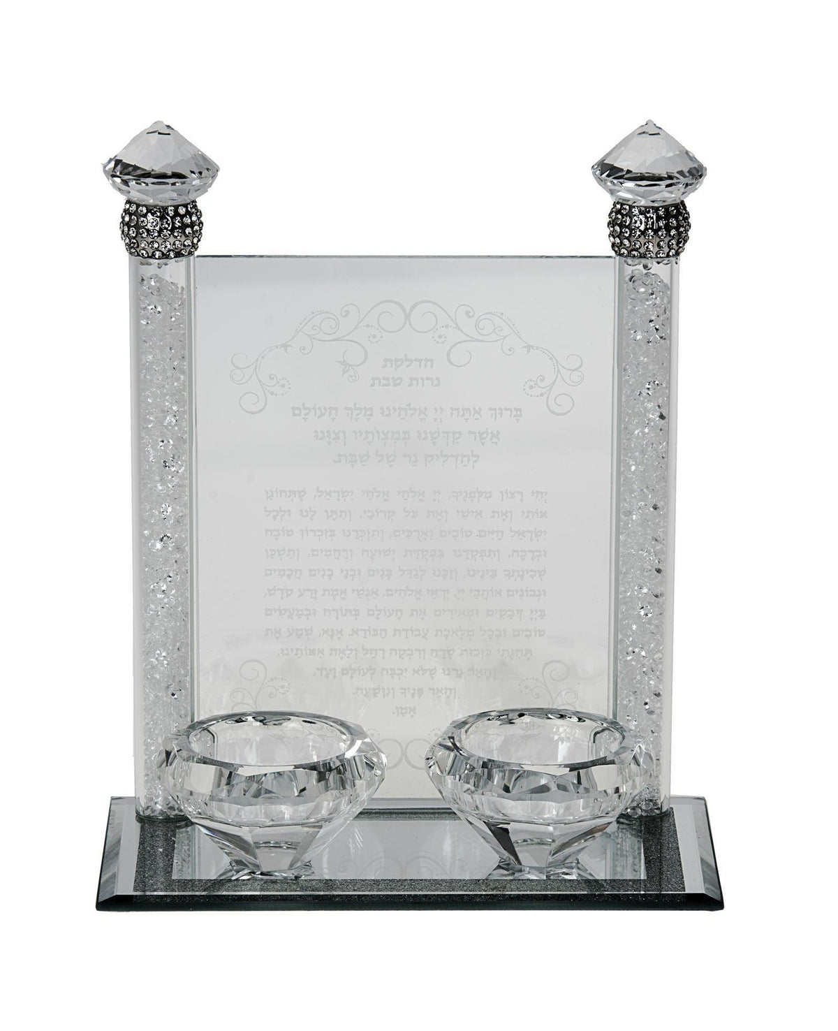 CRYSTAL & STONE CANDLESTICK FOR TEA LIGHT CANDLES