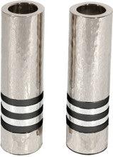 Emanuel Cylinder Shaped Hammered Candlesticks- Black Rings