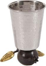 Emanuel Hammered Kiddush Cup on Pomegranate (Straight edge)-- reversible