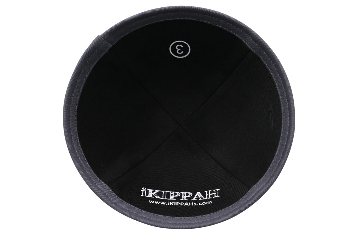 IKIPPAH NAVY VELVET W/ GRAY RIM YARMULKE